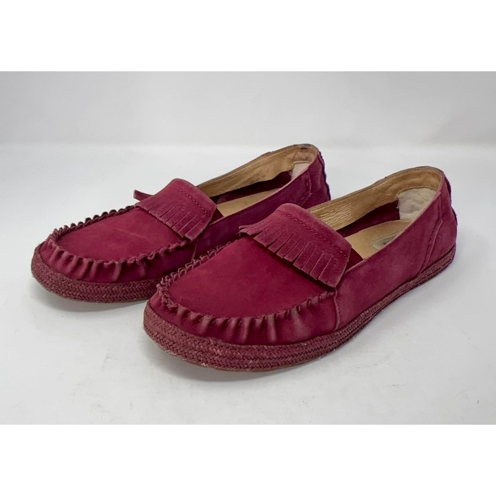 UGG Marrah Suede Leather Loafers Women's 8 Sangria Slip On Fringe Boho Comfort